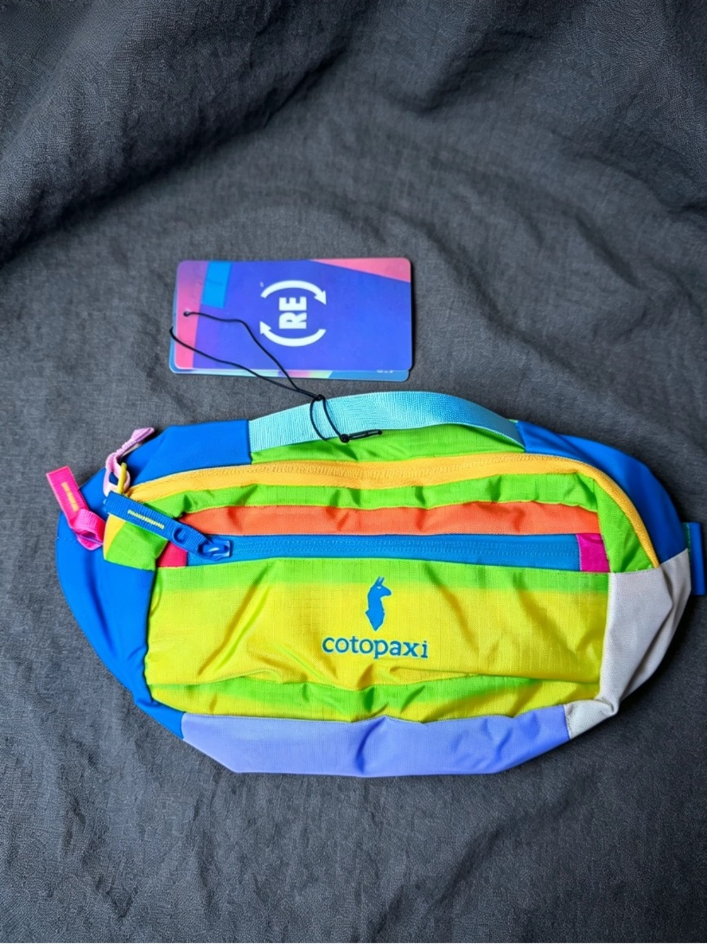 Cotopaxi Kids' Bright Multicolor Fanny Pack - Blue/Green